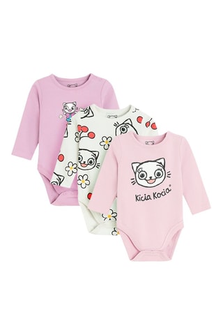 3 bodys Kicia Kocia - Rose et blanc