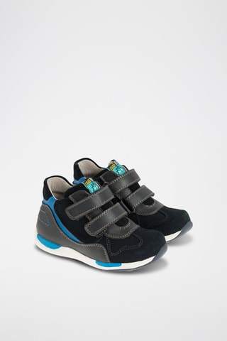 Baskets montantes en cuir - Bleu marine
