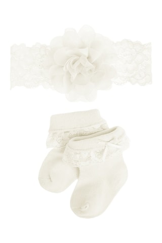 Bandeau en dentelle et chaussettes - Blanc