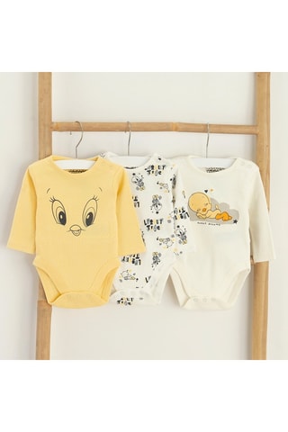 3 bodys Titi et Grosminet Looney Tunes - Jaune