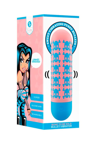 Vibromasseur Bone to be Wild S-Line by Shots - Bleu et rose clair - 3,8 cm