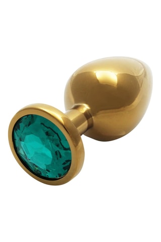 Plug anal waterproof Round Gem Butt Plug - M - Doré - 7,1 cm