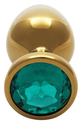 Plug anal waterproof Round Gem Butt Plug - M - Doré - 7,1 cm