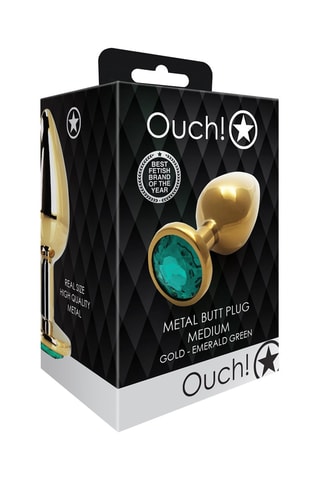 Plug anal waterproof Round Gem Butt Plug - M - Doré - 7,1 cm