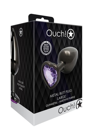 Plug anal waterproof - Large Noir et violet - 8,1 x 4 cm