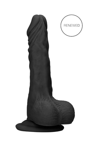 Godemiché avec testicules - Noir - 17 cm