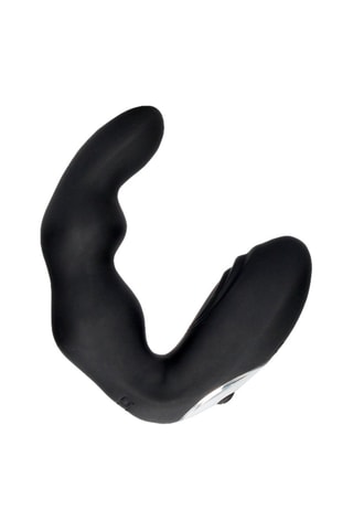 Stimulateur prostate courbé télécommandé en silicone - Noir - 9,5 cm