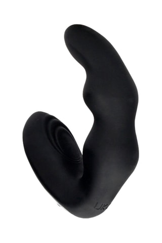Stimulateur prostate courbé télécommandé en silicone - Noir - 9,5 cm