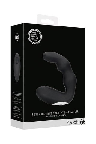 Stimulateur prostate courbé télécommandé en silicone - Noir - 9,5 cm