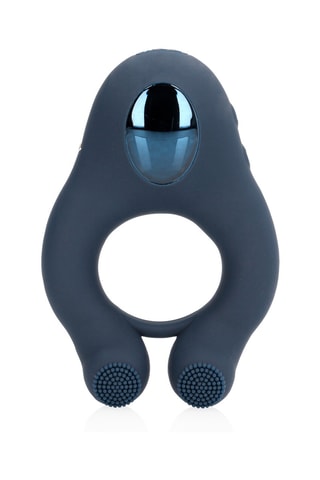 Cockring vibrant avec stimulation clitoridienne Loveline - Bleu marine