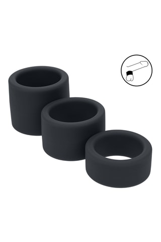 3 cockrings  en silicone - Noir