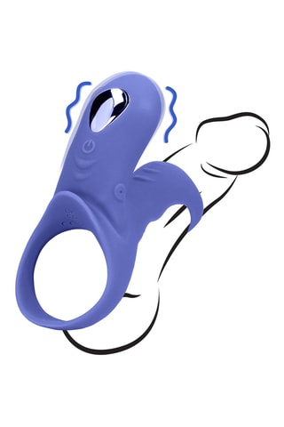 Cockring vibrant avec stimulation clitoridienne Tamiya - Bleu