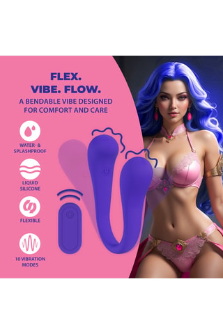 Vibromasseur flexible double embout Loveline - Bleu - 10 cm
