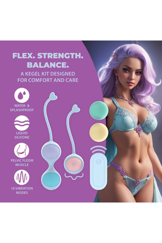 Kit de boules de Kegel vibrantes interchangeables Loveline - Blanc - 8 cm
