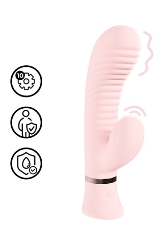 Vibromasseur rabbit nervuré Mystique - Rose - 7,5 cm