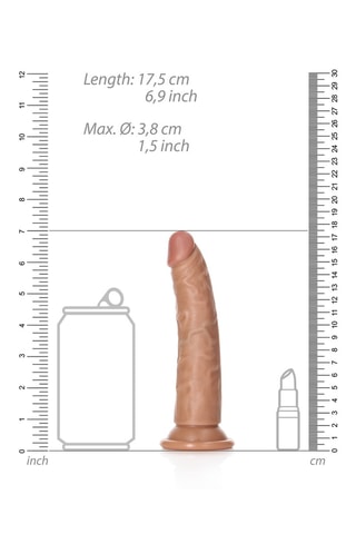 Godemichet réaliste slim RealRock - Marron - 15,5 cm