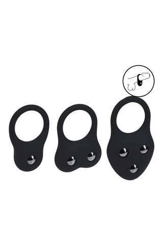 3 cockrings S/M/L en silicone - Noir