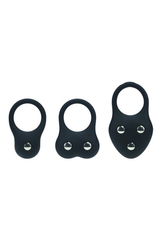3 cockrings S/M/L en silicone - Noir