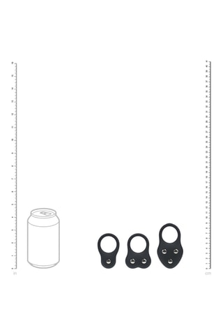 3 cockrings S/M/L en silicone - Noir