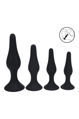 4 plugs anaux en silicone - Noir