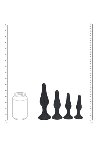 4 plugs anaux en silicone - Noir