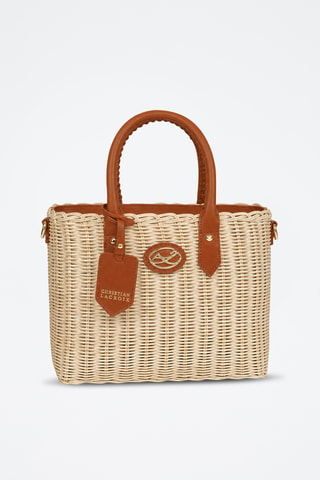 Rotan en Leren Shopper Eloma - Bruin