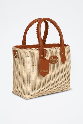Rotan en Leren Shopper Eloma - Bruin