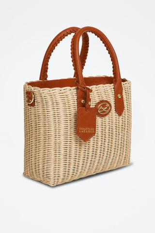 Rotan en Leren Shopper Eloma - Bruin