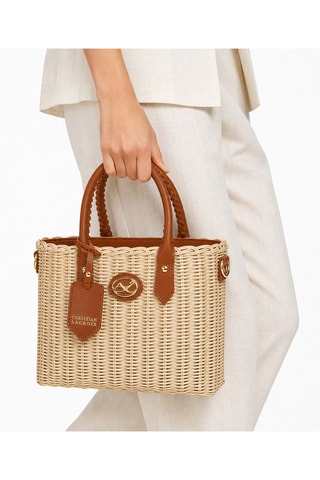 Rotan en Leren Shopper Eloma - Bruin