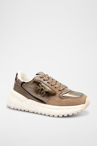 Zapatillas de piel de cuña - Gris