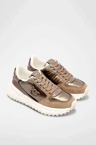 Zapatillas de piel de cuña - Gris