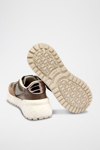 Zapatillas de piel de cuña - Gris