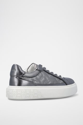 Zapatillas de piel con plataforma - Gris