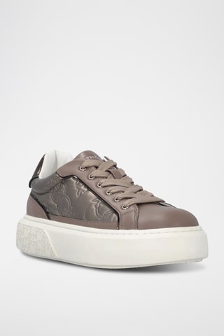 Zapatillas de piel con plataforma - Gris