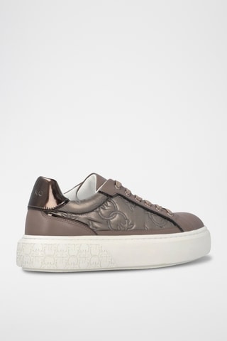 Zapatillas de piel con plataforma - Gris