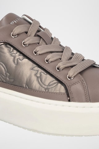 Zapatillas de piel con plataforma - Gris