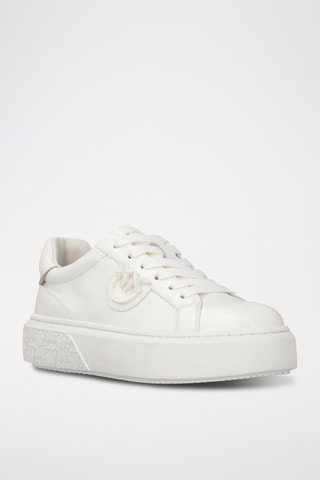 Zapatillas de piel con plataforma - Blanco
