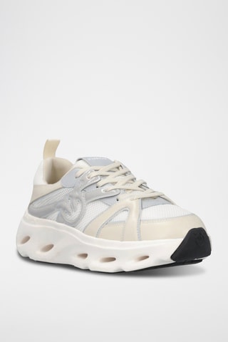 Zapatillas de piel con plataforma - Blanco y plateado