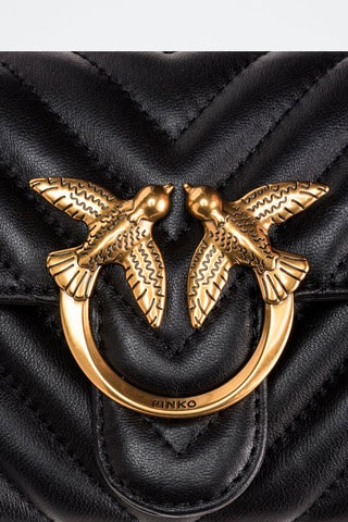 Bandolera de piel ovina Love One - Negro y dorado