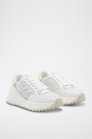 Zapatillas de piel de cuña - Blanco