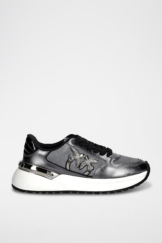 Zapatillas de piel de cuña - Gris