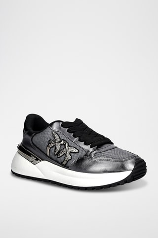 Zapatillas de piel de cuña - Gris