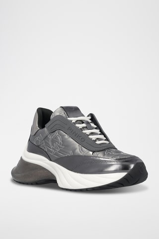 Zapatillas de piel de cuña - Gris
