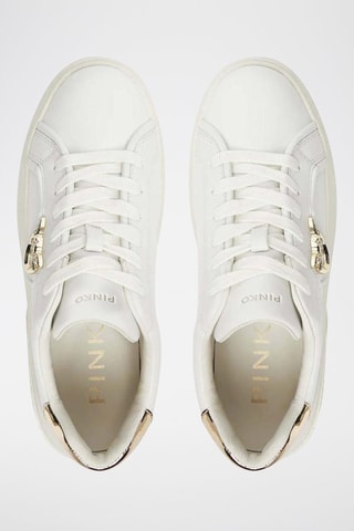 Zapatillas de piel bovina con plataforma - Blanco y dorado
