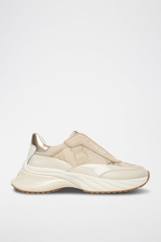 Zapatillas de piel bovina con plataforma - Beige