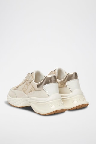 Zapatillas de piel bovina con plataforma - Beige