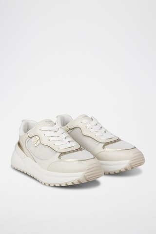 Zapatillas de piel bovina - Blanco y dorado