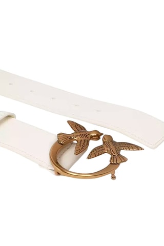 Cinturón de piel - Blanco y dorado