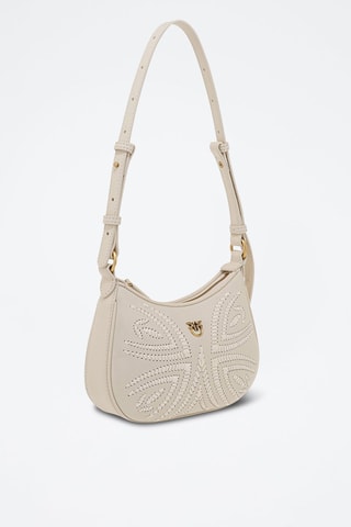 Bandolera de piel ovina Half Moon Baby - Dorado y blanco