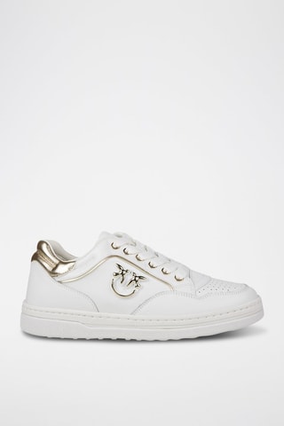 Zapatillas de piel bovina - Blanco y dorado